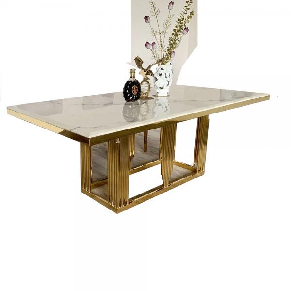 Quality New Stainless Steel Marble Apartment Rectangular Dining Table for sale