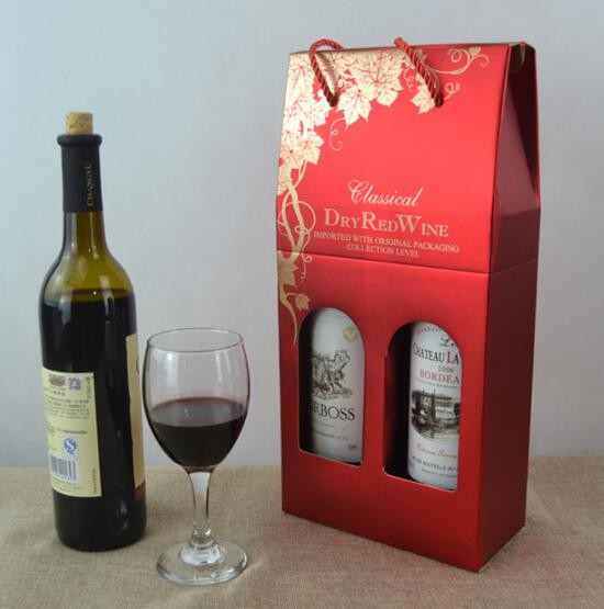 China Take-away Corrugated Cardboard Wine Box with Handle in 1,2 and 3 or 4 bottles factory