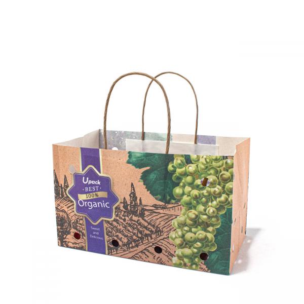 Quality Sustainable Kraft Paper Bags With Twisted Handles For Grape Fruit for sale