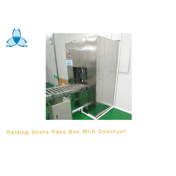 Quality Automatic Raising Doors Air Shower Pass Box With Conveyor Rollers Stainless Steel 304 for sale