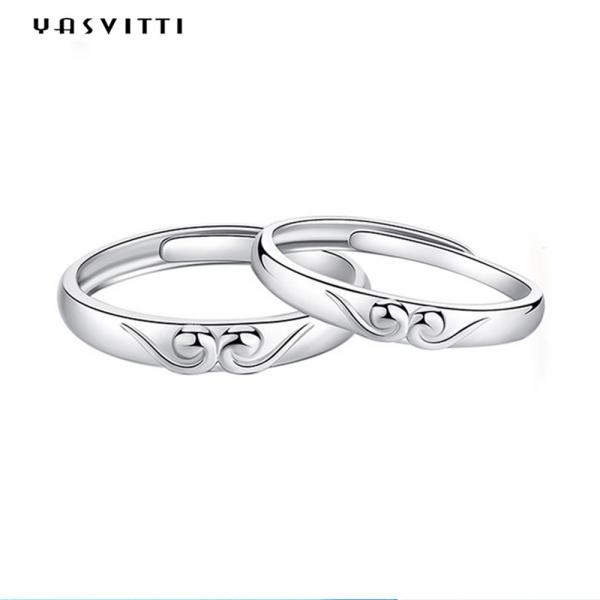 Quality 925 Silver Gold-Plated Couple Rings Engagement Wedding Anniversary Silver Rings for sale