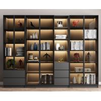 China H200cm W240cm Hotel Room Cabinet 5 Shelf Book Case With Glass Door factory