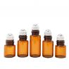China Plastic Cap 10ml Amber Glass Roller Bottles For Essential Oils Refillable factory