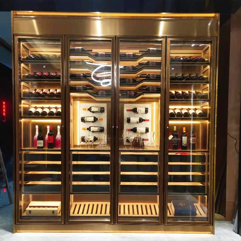 China 304 Stainless Steel Wine Cabinet With Refrigeration Perfect Color Wine Shelf factory