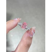 China 2.5ct Fancy Pink Lab Created Diamond Engagement Rings 18K White Gold Bridal Ring factory