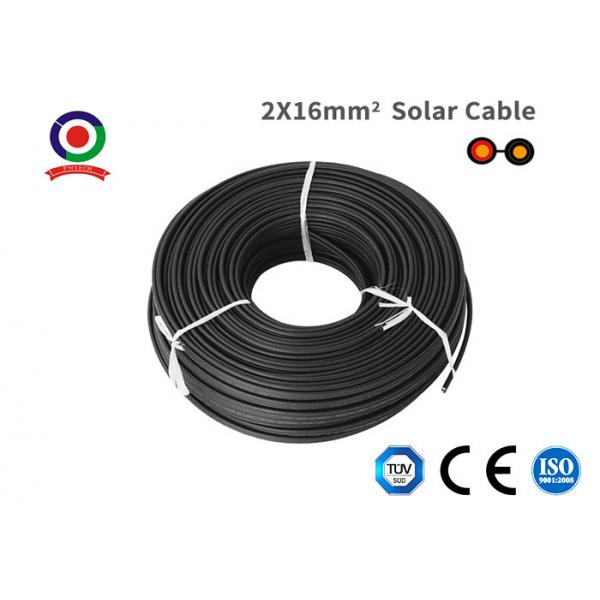 Quality Double Protection Black Twin Core Solar Cable , Low Eccentricity 16mm 2 Core Cable for sale