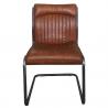 China Defaico Furniture Vintage Tan Leather Dining Chair With Iron Leg factory