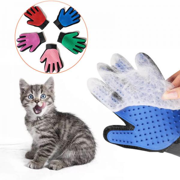 Quality Colourful Cat / Dog Grooming Gloves Hair Deshedding Brush For Bath Clean for sale