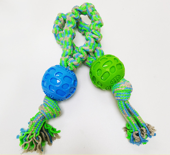 China Non Toxic Dog Ball Green Dog Rope Toy For Aggressive Chewers 34cm factory