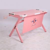 China Pink Ergonomic PS4 Gaming Desk MDF Surface Steel Alloy Frame factory