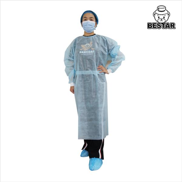 Quality Level 2 SPP PE 35gsm Plus Size Disposable Surgeon Gown With Knitted Cuff for sale