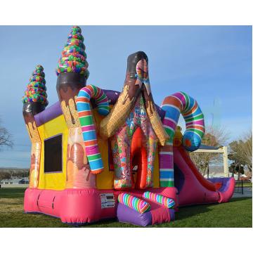 Quality Combo Sugar Shack Inflatable Bouncy Slide Digital Printing for sale