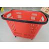 China 33L Shopping Basket With Wheels And Handle PU Wheels Red Colour Can Custom Logo factory