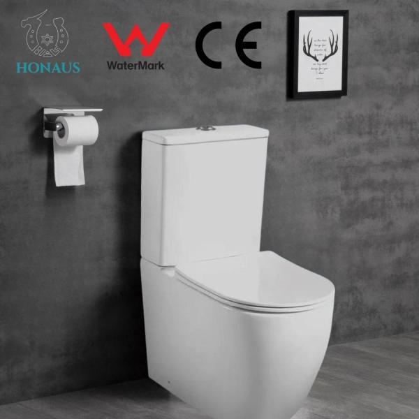 Quality Hotel Watermark Two Piece Toilet Bowl UF Seat 75-180mm P Trap Water Closet for sale