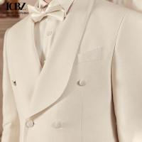 China White Shawl Lapel Men's Wedding Groom's Suit Formal Dress Tuxedo Suit Woven by Suit factory