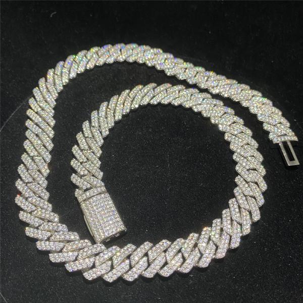 Quality 925 Sterling Silver Vvs Moissanite Cuban Chain Bracelet 14mm Miami Cuban Link for sale