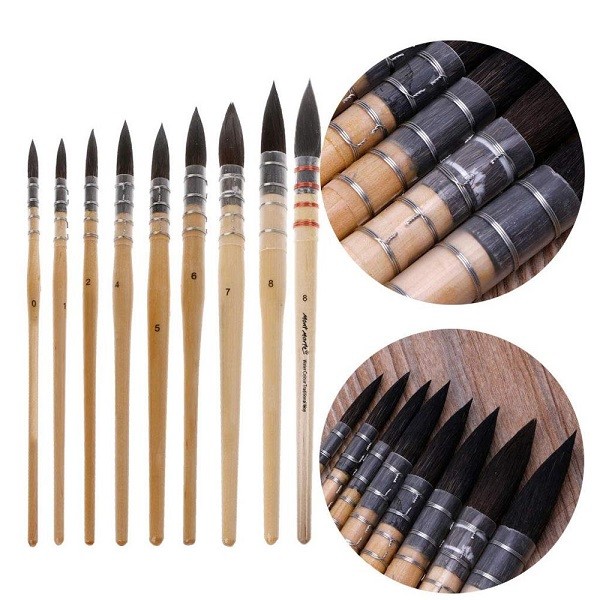 China Squirrel Hair Acrylic Painting Brush 8pcs Oil Painting Bamboo Watercolor Brushes factory