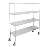 China 4 Tiers SS Flat Rack Commercial Wire Shelving Mobile Work Table For Medical / Hospital factory