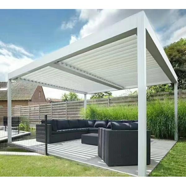 Quality Powder Coated 2.0mm Motorized Louvre Roof Aluminum Pergola for sale