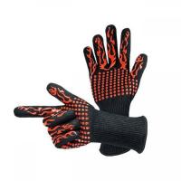 China Heat Resistant BBQ Grill Gloves Mixed Fibre Liner Criss Cross Finishing factory