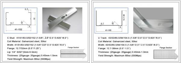 stud and track drawing profile 
