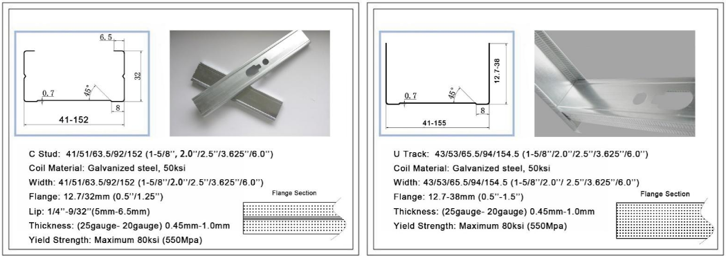 stud and track drawing profile 