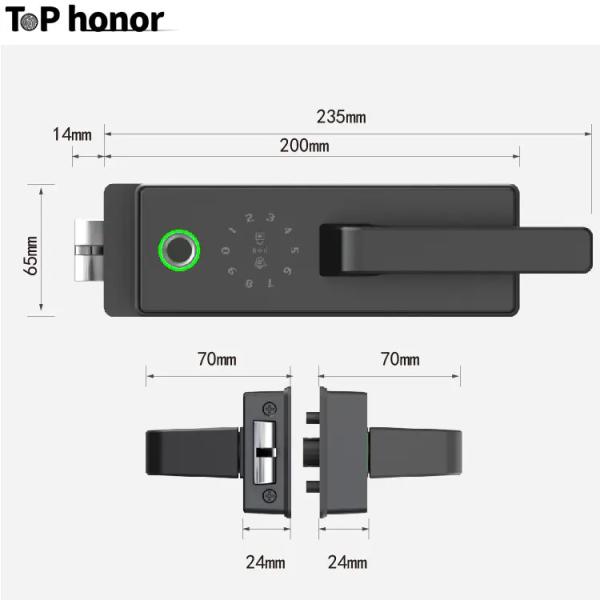 Quality Tuya Glass Door Lock High Security Smart Lock Biometric Digital Code Card Unlock for sale