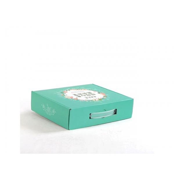 Quality Green Foldable Corrugated Gift Box Laminated Corrugated Boxes With Handle for sale