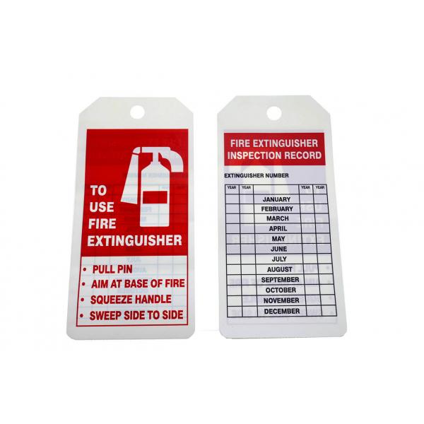 Quality H14.605 Pvc Cardstock Fire Extinguisher Tags Plastic Hang Tag for sale