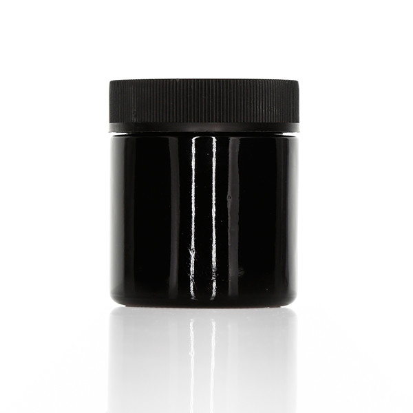 Quality 3oz Screw Cap Child Resistant Glass Jars Opaque Black for sale