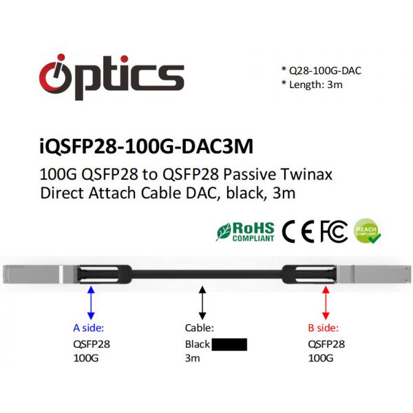 Quality QSFP28-100G-DAC3M 100G QSFP28 To QSFP28 Sfp Passive Dac Patch Cable 3M for sale