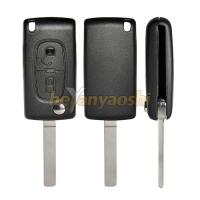 china PSA Uncut Flip Remote Key Shell , 2 Buttons VA2 Blade Folding Key Case