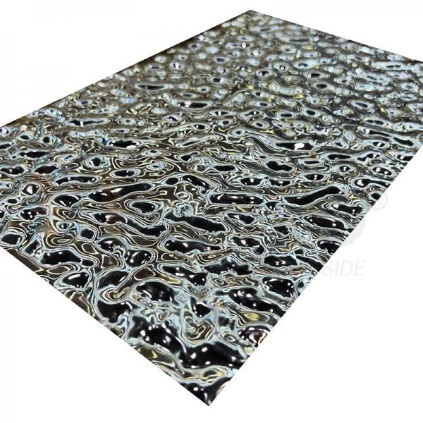 Quality Small Size Water Ripple Mirror Surface Black Titanium SS Embossed Sheet For Ornamental for sale