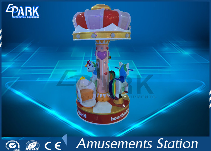 China 3 Seats Mini Carousel Kiddy Ride Machine , Merry Go Round Horse Riding For Kids for sale