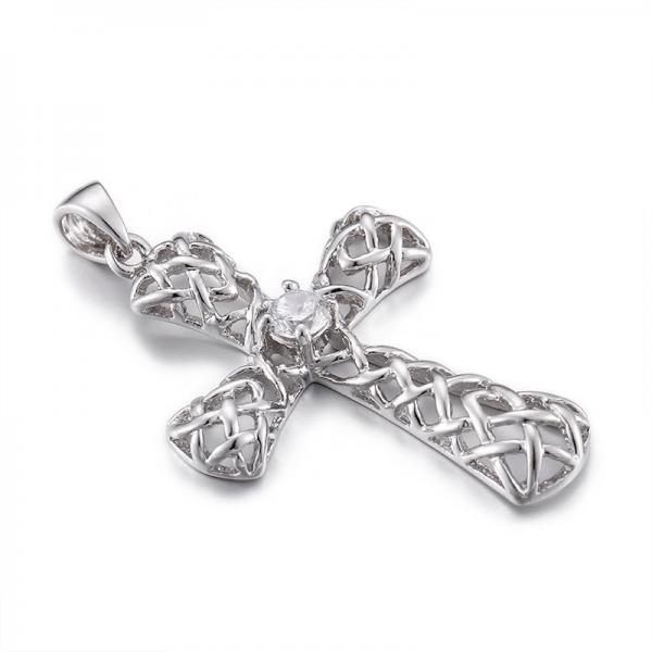 Quality Anti-Allergic White Cross Pendant For Women Silver Plated 1.5mm for sale