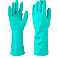 Quality 18 Mil Green Nitrile Glove Oil Resistance Flocked Lining Chemical Nitrile Glove for sale