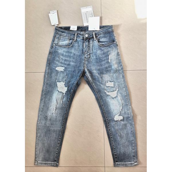 Quality Fashion Slim Stretch Denim Pants Custom Logo Men Trend Casual Jeans MNJN1875 for sale