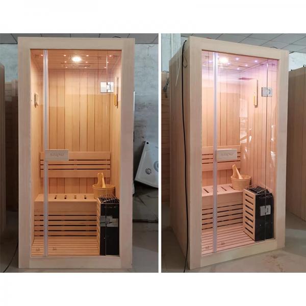Quality Indoor Infrared Steam Dry Sauna Room Traditional Canadian Hemlock Wood for sale