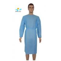 China 40GSM  PP Non Woven fabric Waterproof Blue Knitted cuff Disposable Isolation Gown factory