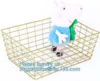 China metal wire storage basket with tray in whole sale lowest MOQ sale even just buy 1 set, Kitchen storage Rose gold wire me factory