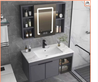 Quality Rock Plate Space Aluminum Floor Bathroom Cabinet Gray Anti Insect for sale
