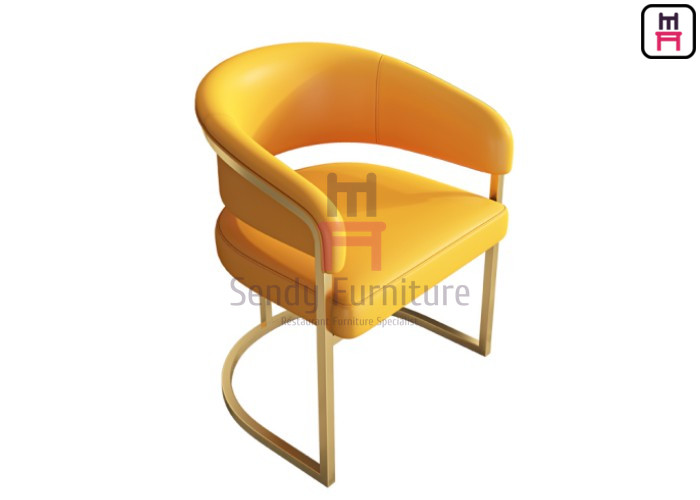 China Brushed Gold Stainless Steel Arm Chair For Restaurant & Hotel for sale