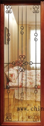 Quality 22x48 Inch Wrought Iron Glass Hot Resistance Entry Door Low E Glass for sale