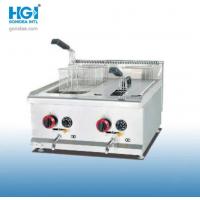 China 14 Liter Two Basket Gas Deep Fryer Machine With Drain factory