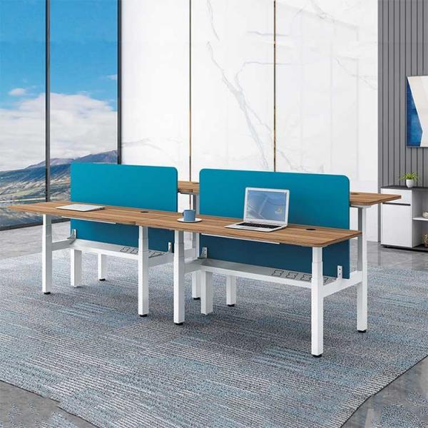 Quality 4 Person Electric Office Workstation 25mm Wooden OEM Height Adjustable Office Desk for sale