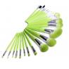China 24 PCS Bamboo Handle Natural Hair Make Up Brush Set With Green Bag factory