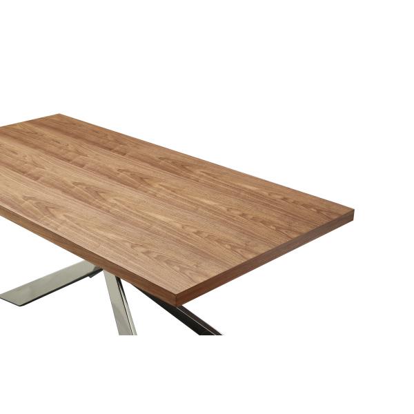 Quality Visual Woodcraft Dining Table , Stainless Steel Base Wooden Cross Leg Table for sale