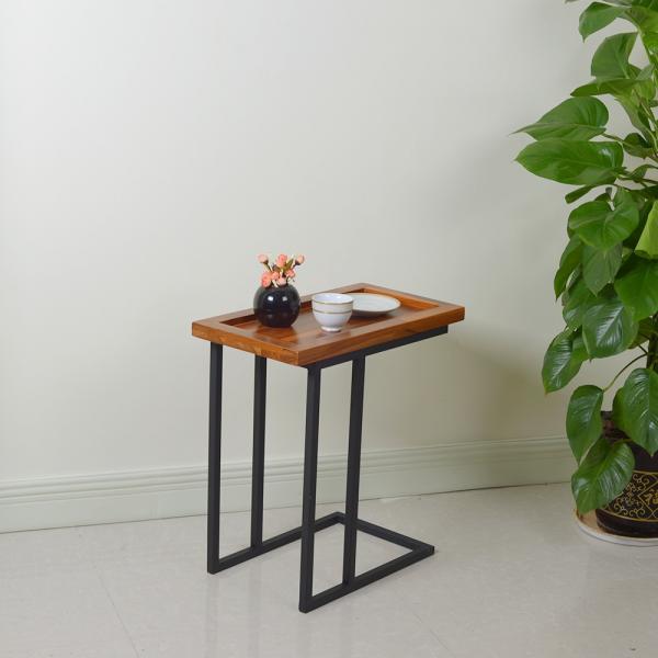 Quality Living Room Metal Stand 58cm Height Solid Wood Chairside Table for sale
