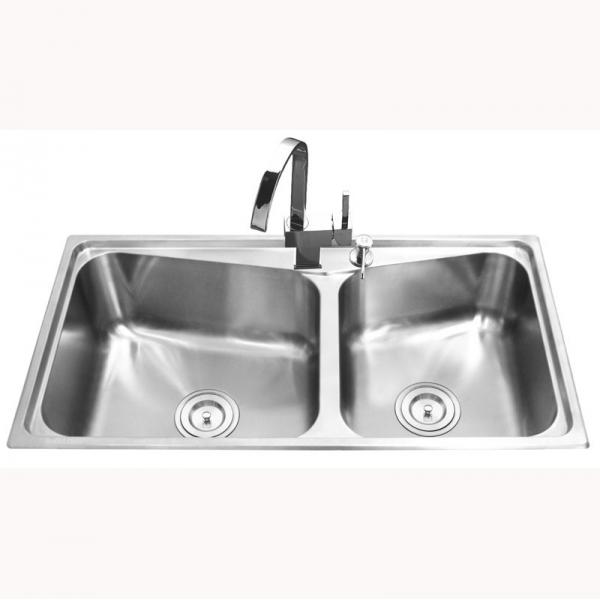 Quality SUS304 Stainless Steel Double Bowl Sink Drop In Kitchen With Accessories for sale
