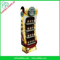 China 4 tier paper material paperboard bottle display shelf printed paper racking display stand for starbucks coffee for sale